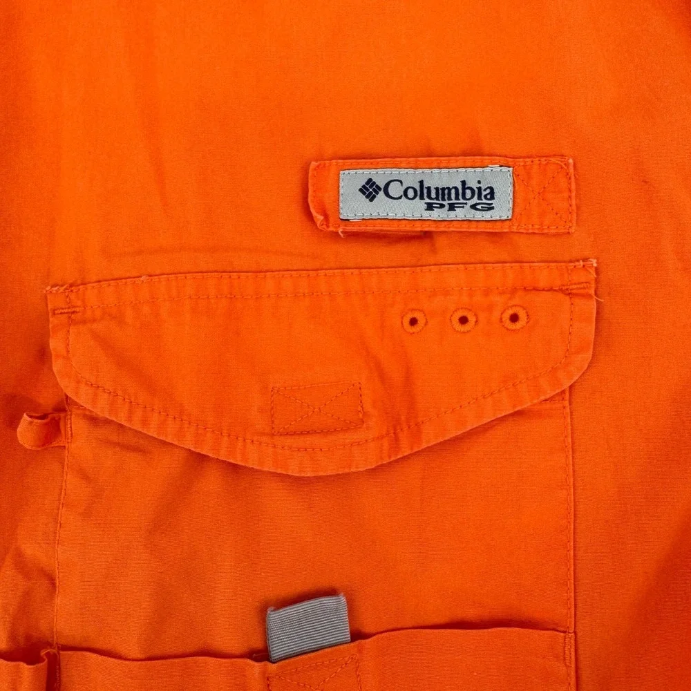 Columbia‎ Clemson Tigers PFG Fishing Shirt Mens XXL Orange Short Sleeve Utility